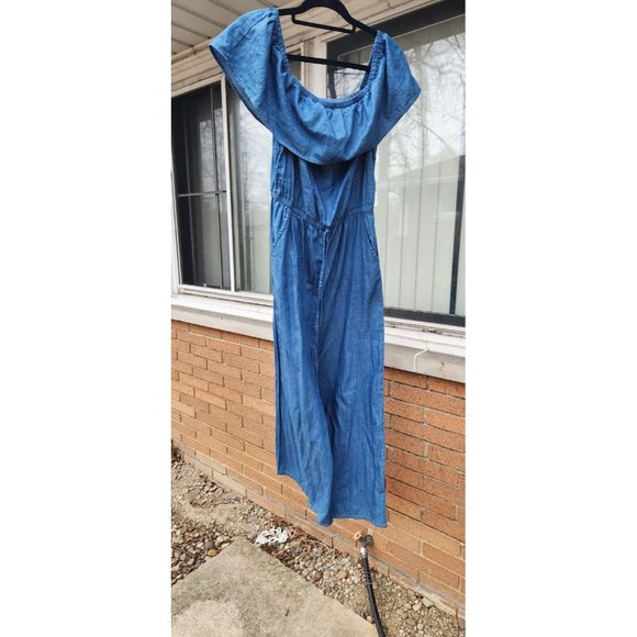 Womens Medium Jumpsuit Blue Jean Jealous Tomato Denim Wide Leg - Picture 2 of 12